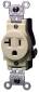 COMMERCIAL GRADE SINGLE RECEPTACLE 15 TO 20 AMPS 125 VOLT IVORY