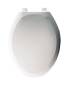 BEMIS ELONGATED OPEN FRONT WITH COVER WHITE PLASTIC TOILET SEAT